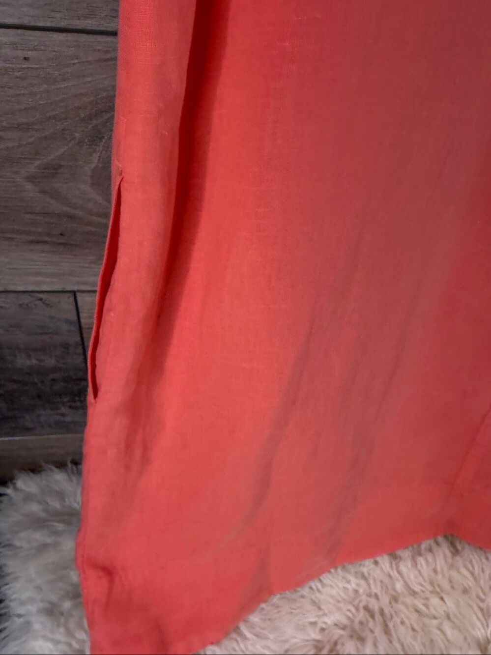 Tommy Bahama Women's Dress Size XL Coral Two Palms Double Ruffle Linen Shift - Picture 6 of 9